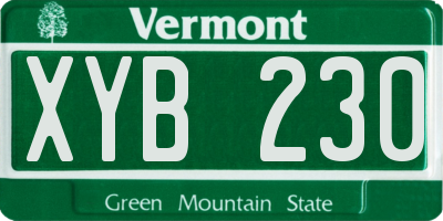VT license plate XYB230