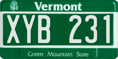 VT license plate XYB231