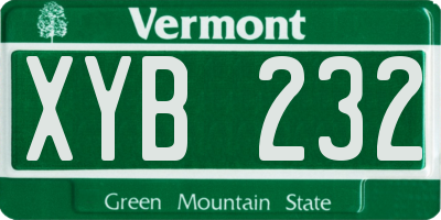 VT license plate XYB232