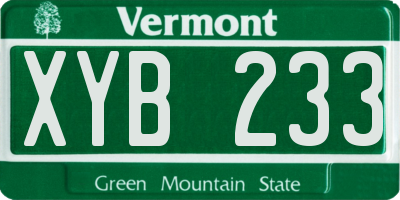 VT license plate XYB233