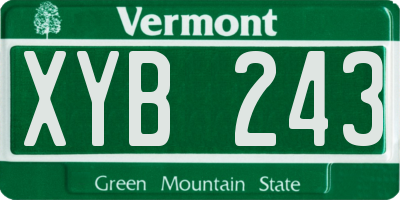 VT license plate XYB243