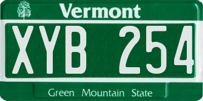 VT license plate XYB254