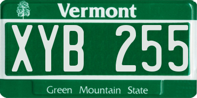 VT license plate XYB255
