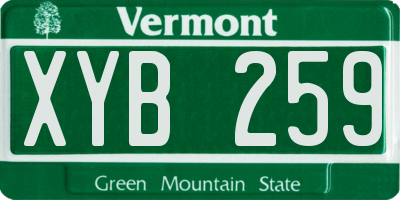 VT license plate XYB259
