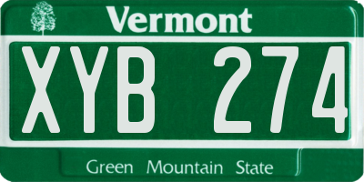 VT license plate XYB274
