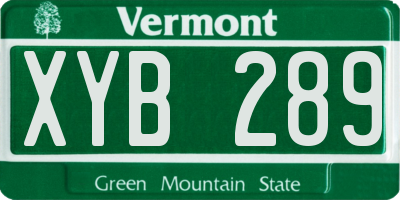 VT license plate XYB289
