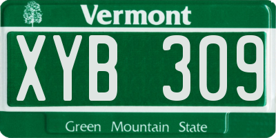 VT license plate XYB309
