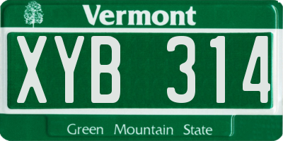 VT license plate XYB314