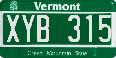 VT license plate XYB315