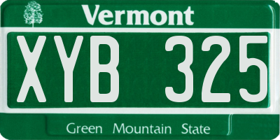 VT license plate XYB325
