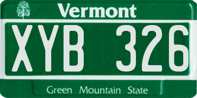 VT license plate XYB326