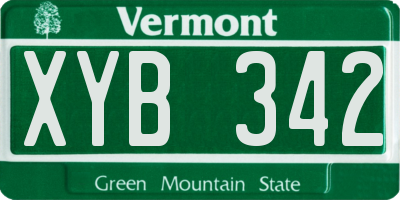 VT license plate XYB342
