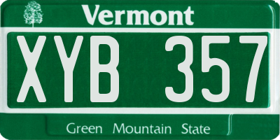 VT license plate XYB357
