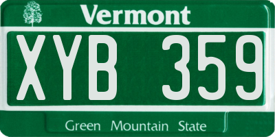 VT license plate XYB359