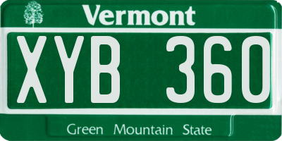 VT license plate XYB360