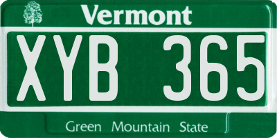 VT license plate XYB365