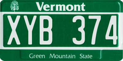 VT license plate XYB374