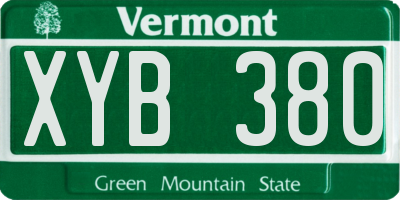 VT license plate XYB380
