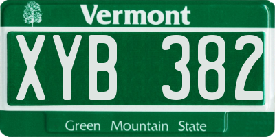 VT license plate XYB382