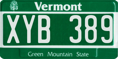 VT license plate XYB389