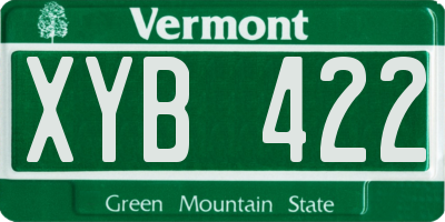 VT license plate XYB422