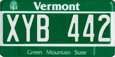 VT license plate XYB442