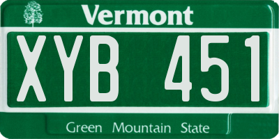 VT license plate XYB451