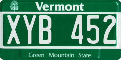 VT license plate XYB452