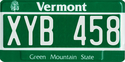 VT license plate XYB458
