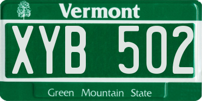 VT license plate XYB502