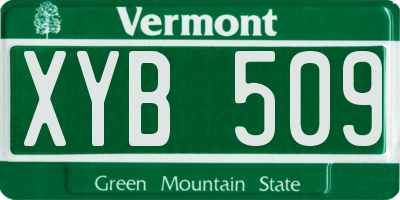 VT license plate XYB509