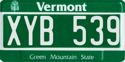 VT license plate XYB539