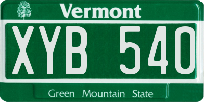 VT license plate XYB540