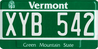 VT license plate XYB542