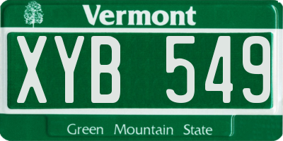 VT license plate XYB549