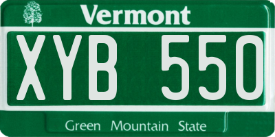 VT license plate XYB550
