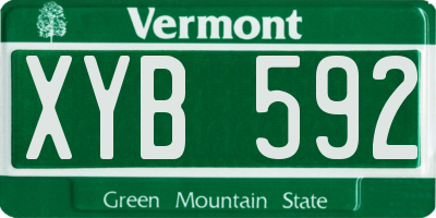 VT license plate XYB592