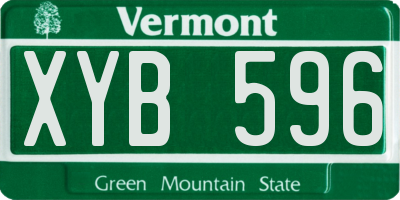 VT license plate XYB596