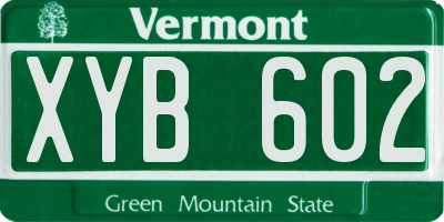 VT license plate XYB602