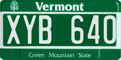 VT license plate XYB640
