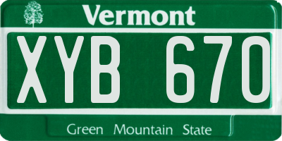 VT license plate XYB670