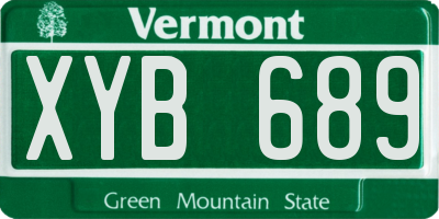 VT license plate XYB689
