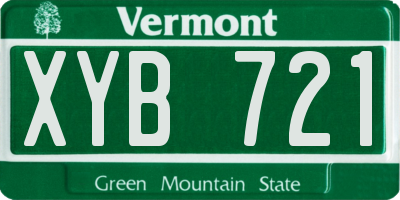 VT license plate XYB721