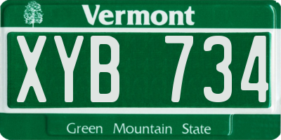 VT license plate XYB734