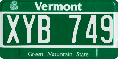 VT license plate XYB749