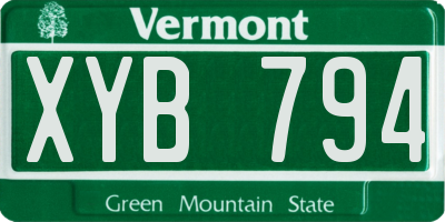 VT license plate XYB794