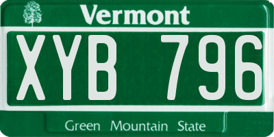 VT license plate XYB796