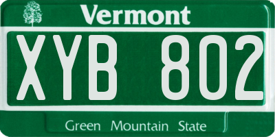 VT license plate XYB802