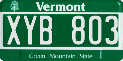 VT license plate XYB803