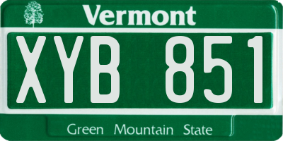VT license plate XYB851